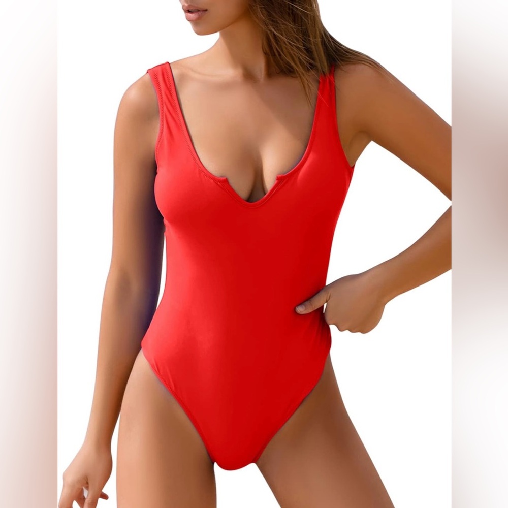 Red-Lifeguard Scoop Back One Piece Swimsuit, XL - never worn